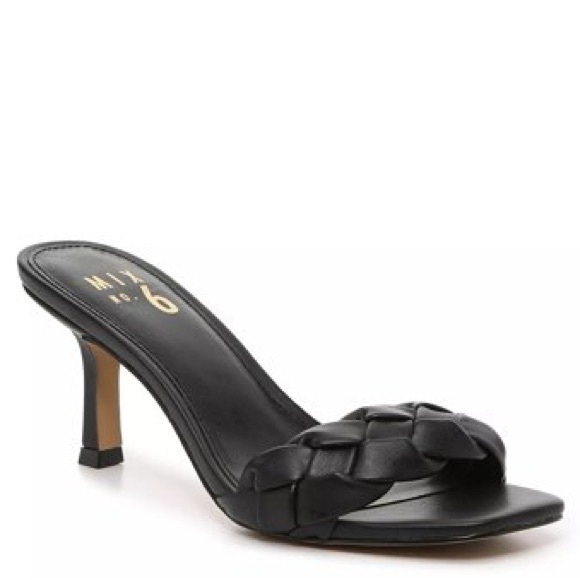 Black Braided Heeled Sandals - Picture 1 of 4